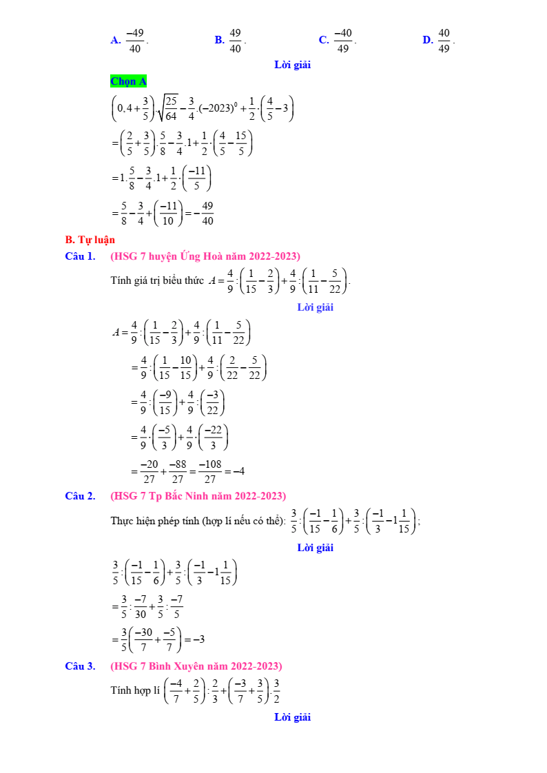 Chuyên đề bài tập bồi dưỡng HSG Toán 7 (có lời giải)