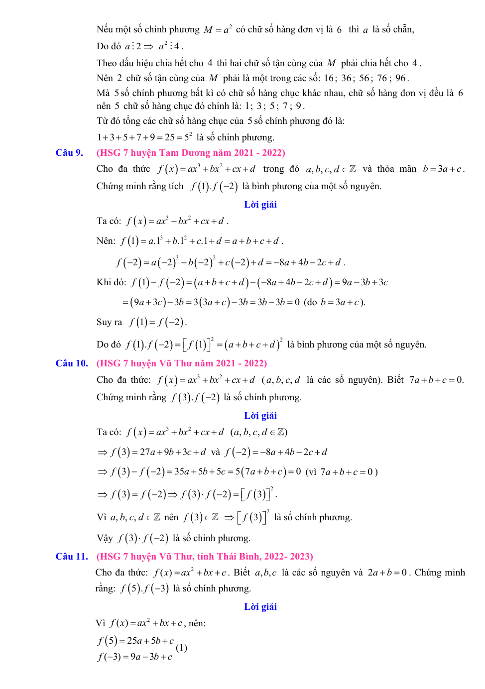 Chuyên đề bồi dưỡng HSG Toán 7 Các bài toán về số chính phương (có lời giải)
