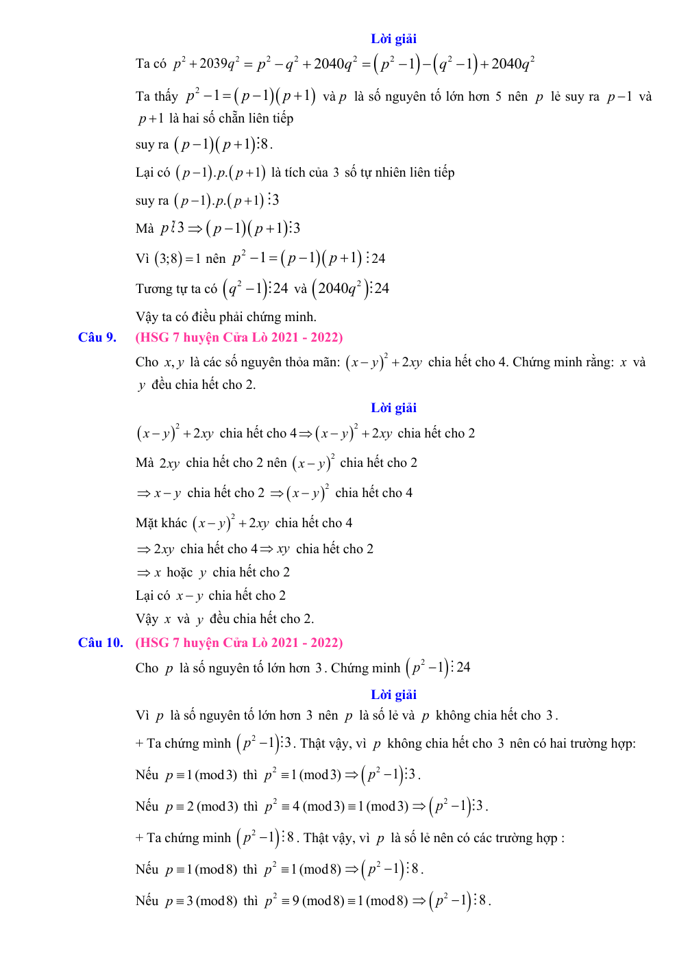 Chuyên đề bồi dưỡng HSG Toán 7 Chứng minh chia hết và tìm chữ số tận cùng (có lời giải)