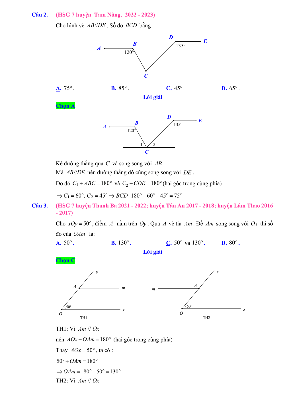 Chuyên đề bồi dưỡng HSG Toán 7 Hình học (có lời giải)
