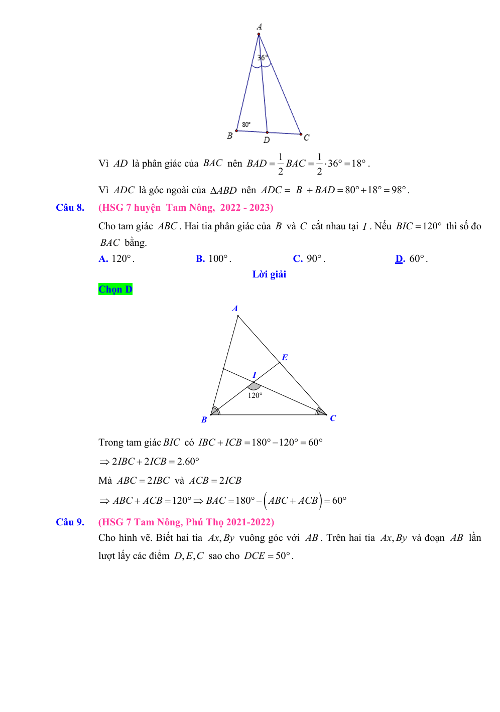 Chuyên đề bồi dưỡng HSG Toán 7 Hình học (có lời giải)