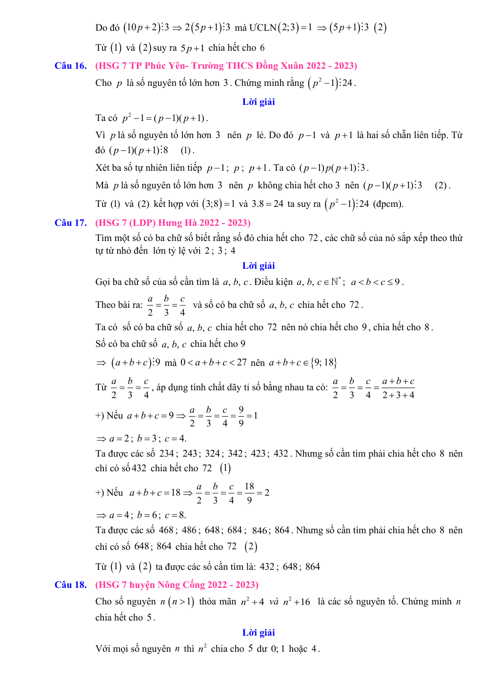Chuyên đề bồi dưỡng HSG Toán 7 Số nguyên tố và hợp số (có lời giải)