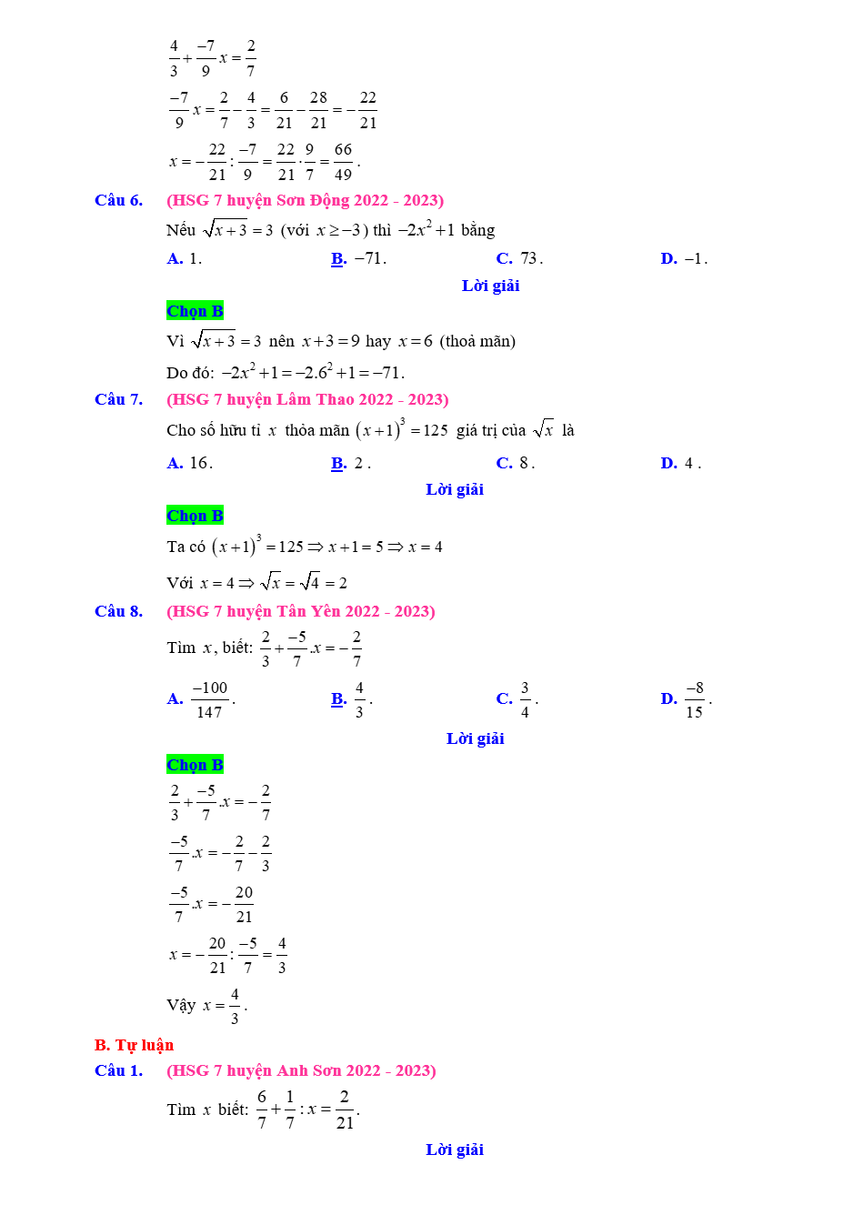 Chuyên đề bồi dưỡng HSG Toán 7 Tìm ẩn chưa biết (có lời giải)