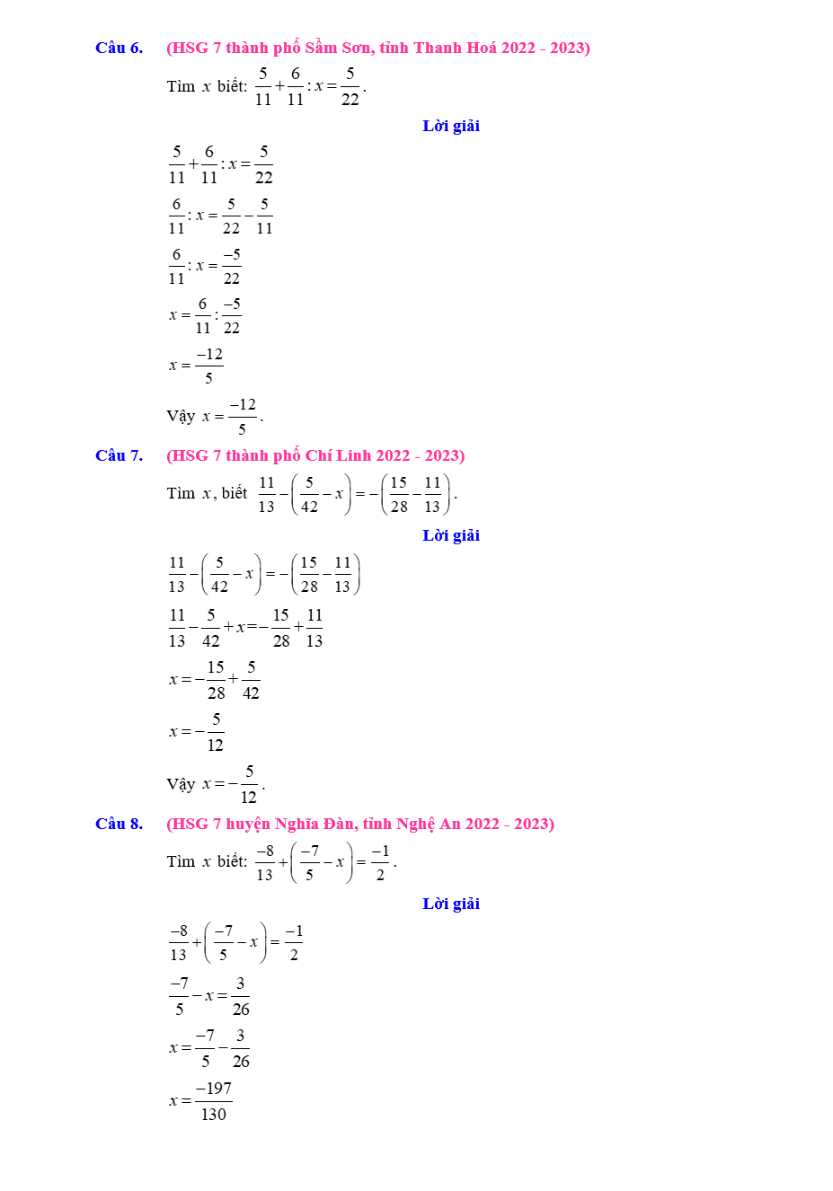 Chuyên đề bồi dưỡng HSG Toán 7 Tìm ẩn chưa biết (có lời giải)