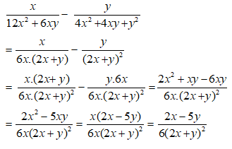 Bài tập: Phép trừ các phân thức đại số | Lý thuyết và Bài tập Toán 8 có đáp án