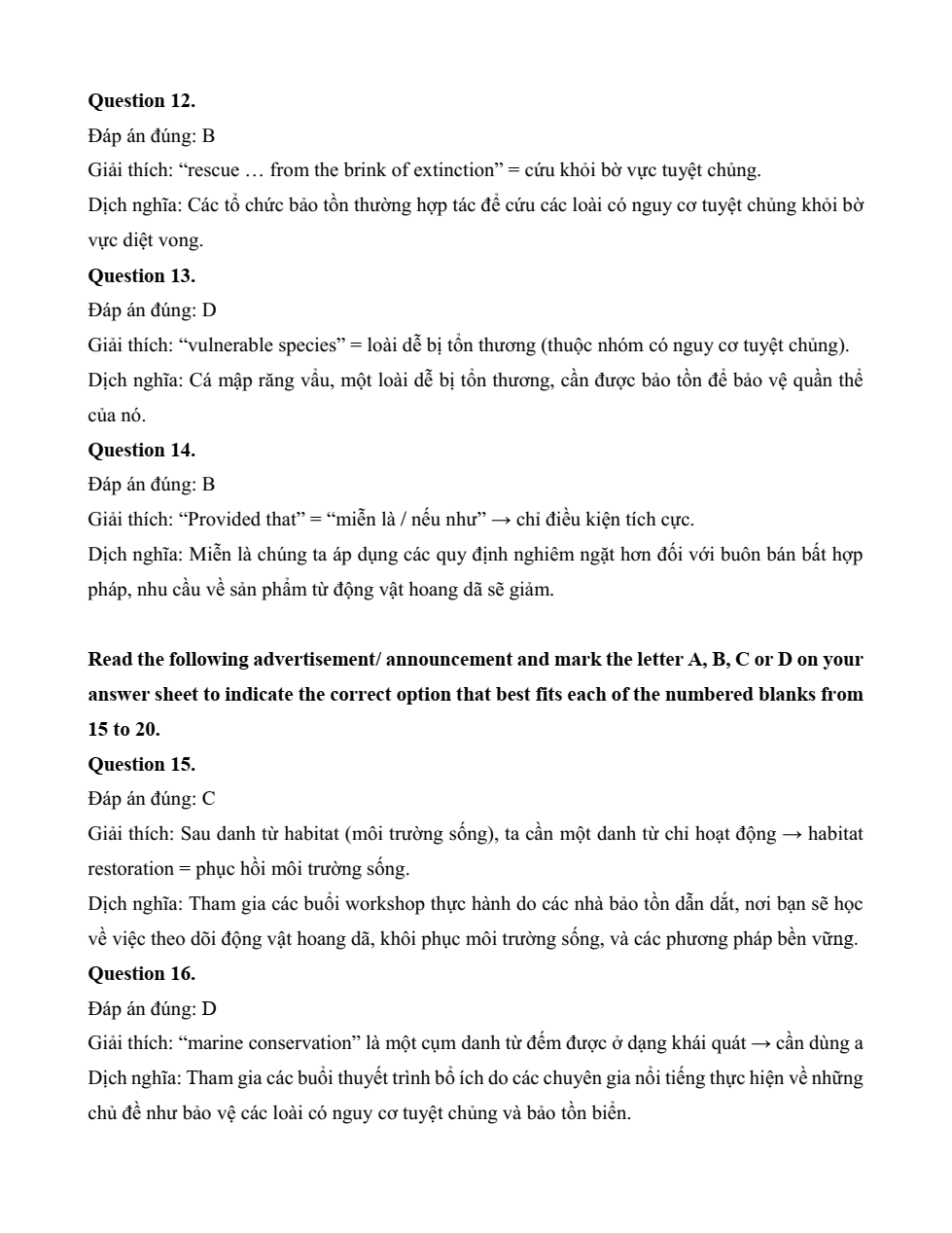 Đề kiểm tra Tiếng Anh 12 Global Success Unit 8 (có lời giải)