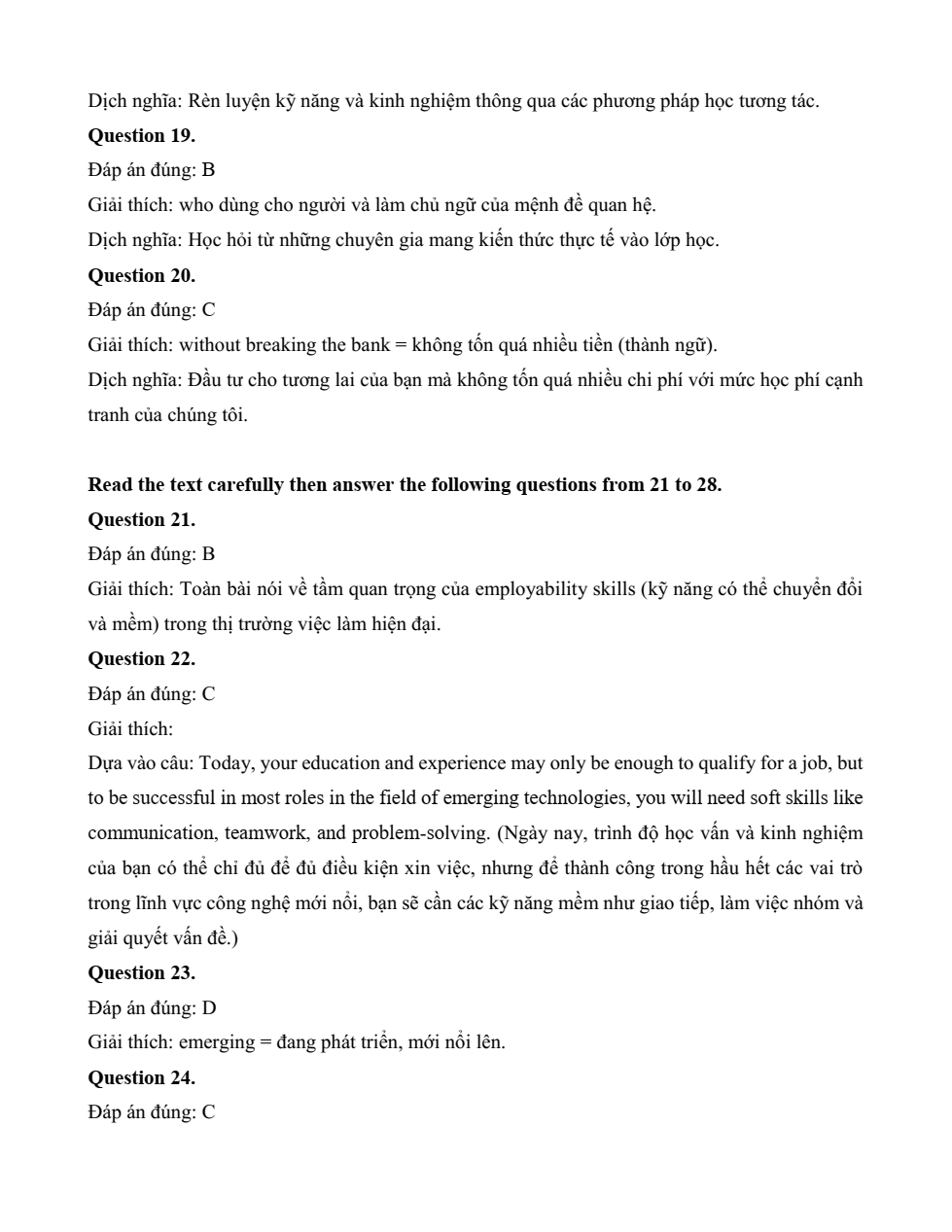 Đề kiểm tra Tiếng Anh 12 Global Success Unit 9 (có lời giải)