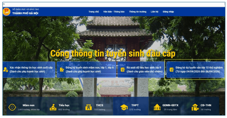 Hướng dẫn chi tiết quy trình đăng ký trực tuyến tuyển sinh lớp 10 Hà Nội