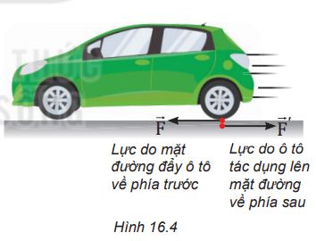 Một ô tô chuyển động trên mặt đường (Hình 16.4), nếu lực do ô tô tác dụng lên mặt đường