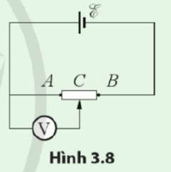 Cho mạch điện như Hình 3.8. Con chạy ở vị trí C, chia điện trở R thành R = RAC + RCB