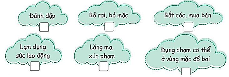 Vở bài tập Hoạt động trải nghiệm lớp 4 Kết nối tri thức trang 44 Tuần 21: Hành vi xâm hại trẻ em - nhận diện nguy cơ xâm hại trẻ em