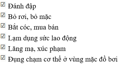 Vở bài tập Hoạt động trải nghiệm lớp 4 Kết nối tri thức trang 44 Tuần 21: Hành vi xâm hại trẻ em - nhận diện nguy cơ xâm hại trẻ em