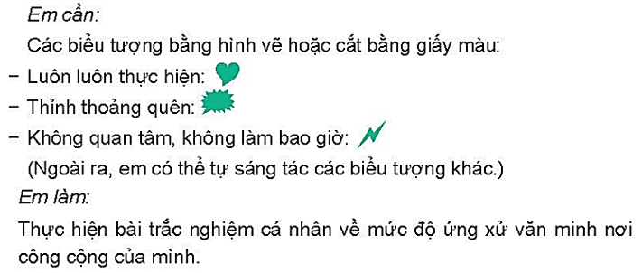 Vở bài tập Hoạt động trải nghiệm lớp 4 Kết nối tri thức trang 56, 58 Tuần 27: Ứng xử có văn hóa - cộng đồng văn minh