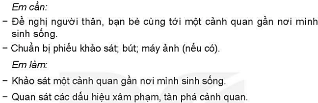 Vở bài tập Hoạt động trải nghiệm lớp 4 Kết nối tri thức trang 66 Tuần 30: Khảo sát thực trạng cảnh quan thiên nhiên - kết quả khảo sát thực trạng cảnh quan thiên nhiên