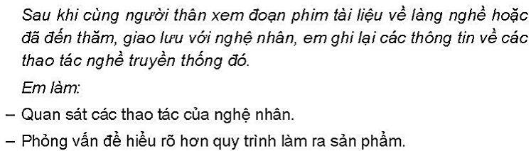 Vở bài tập Hoạt động trải nghiệm lớp 4 Kết nối tri thức trang 74 Tuần 33: Khéo tay, thạo việc - sản phẩm nghề truyền thống ở địa phương