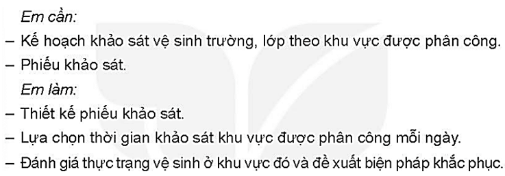 Vở bài tập Hoạt động trải nghiệm lớp 4 Kết nối tri thức trang 18, 19 Tuần 9: Thực trạng vệ sinh trường, lớp - khảo sát thực trạng vệ sinh trường, lớp