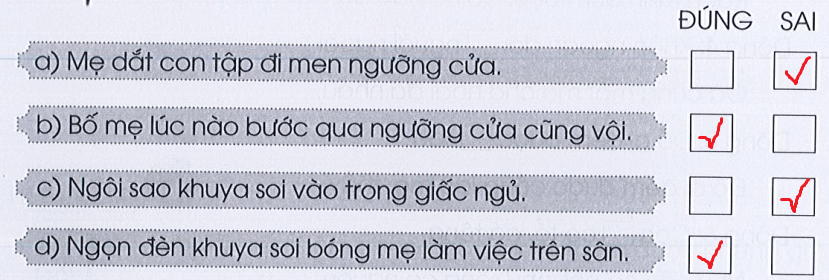 Vở bài tập Tiếng Việt lớp 3 Tập 1 trang 30 Đọc hiểu: Ngưỡng cửa | Cánh diều