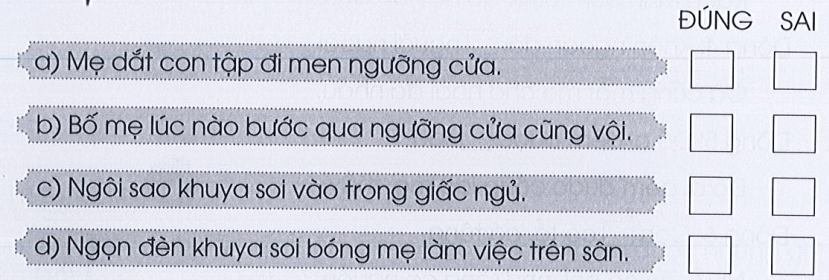 Vở bài tập Tiếng Việt lớp 3 Tập 1 trang 30 Đọc hiểu: Ngưỡng cửa | Cánh diều