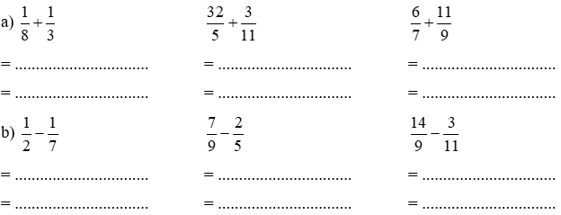 Vở bài tập Toán lớp 5 Kết nối tri thức Bài 6: Cộng, trừ hai phân số khác mẫu số