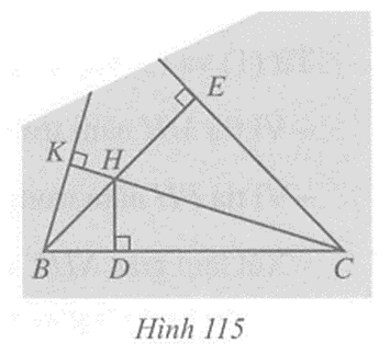 Bạn Hoa vẽ tam giác ABC lên tờ giấy sau  đó cắt một phần tam giác ở phía góc A (Hình 114)