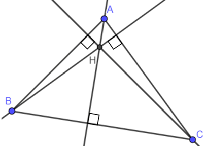 Cho tam giác ABC. Vẽ trực tâm H của tam giác ABC và nhận xét vị trí