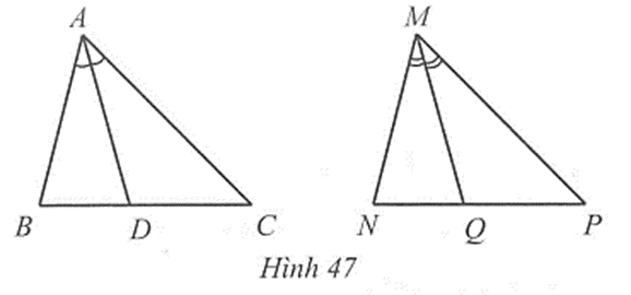 Cho giác ABC = tam giác MNP. Tia phân giác của góc BAC và NMP lầm lượt cắt các cạnh BC và NP