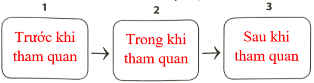 Em hãy điền các bước tiến hành tham quan tại địa phương vào ô dưới đây