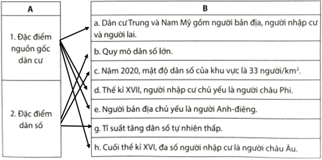 Hãy nối các ý ở cột A với các ý ở cột B cho phù hợp, Đặc điểm nguồn gốc dân cư