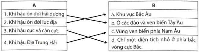 Dựa vào hình 1.2 trang 99 trong SGK Lịch sử và Địa lí 7 Bộ sách Chân trời sáng tạo, em hãy nối ý ở cột A