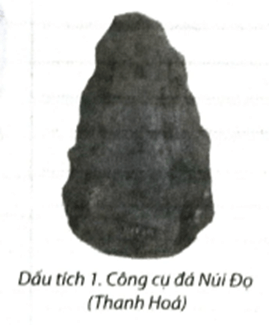 Đóng vai nhà khảo cổ học, quan sát và giải mã các dấu tích dưới đây. Câu hỏi gợi ý: Đặc điểm của công cụ đá Núi Đọ là gì