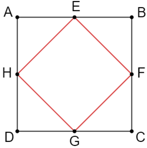 Trên các cạnh của hình vuông bên dưới đây hãy vẽ hình vuông khác có 4 đỉnh