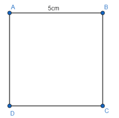 a) Vẽ hình vuông có cạnh 5 cm