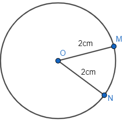 Dùng compa vẽ đường tròn tâm O có bán kính bằng 2 cm