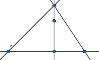Hình bên mô tả 4 đường thẳng và 5 điểm có tên là A, B, C, D và E