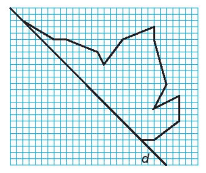 Vẽ thêm và trang trí để được hình chiếc lá nhận đường thẳng d làm trục đối xứng