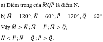 Cho hình vẽ bên.a) Tìm điểm trong của góc MQP;