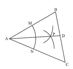 Cho tam giác ABC như hình bên dưới. Kẻ đường tròn tâm A cắt AB tại M