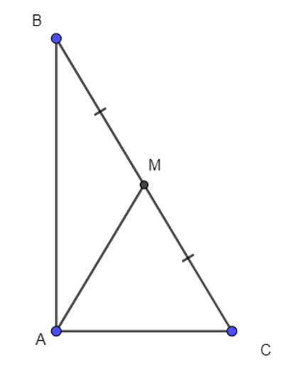Vẽ hình, nêu giả thiết và kết luận của định lí: Tam giác vuông có dộ dài đường trung tuyến
