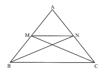 Cho tam giác ABC cân tại A. Lấy điểm M là trung điểm của AB và N là trung điểm của AC