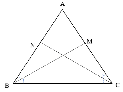 Cho tam giác ABC cân tại A có BM, CN là hai đường phân giác. Chứng minh BM = CN