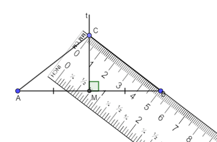 Vẽ đoạn thẳng AB với độ dài 8 cm với điểm M là trung điểm