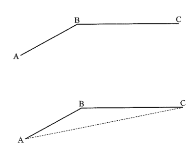 Robot X đi theo đường gấp khúc từ A đến B, rồi đi từ B đến C như hình vẽ