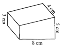 Một cái nêm hình lăng trụ đứng tứ giác có đáy là hình thang với kích thước như hình bên dưới