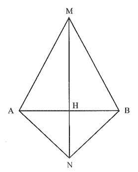 Hình vẽ bên dưới có tam giác MAB cân tại M, tam giác NAB cân tại N
