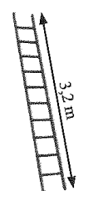 Một cái thang dài 3,2 m như hình bên dưới, người ta có thể leo lên tới tầng lầu có chiều cao 3 m không?