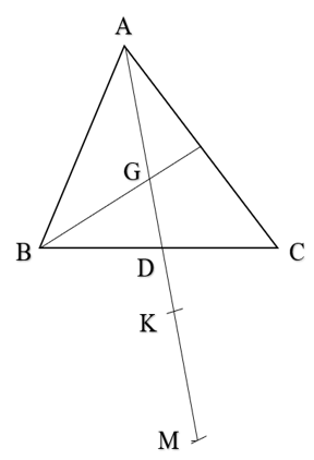 Cho tam giác ABC có trung tuyến AD và G là trọng tâm của tam giác trên tia đối của DA