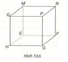 Kể tên các đỉnh, cạnh và đường chéo của hình lập phương MNPQ.EFGH ở Hình 10.6
