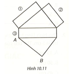 Quan sát Hình 10.11 và cho biết, cạnh nào trong các cạnh (1), (2), (3) ghép với cạnh AB