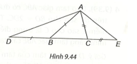 Cho tam giác ABC (AB > AC). Trên đường thẳng chứa cạnh BC, lấy điểm D và điểm E