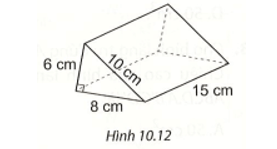 Tính diện tích xung quanh và thể tích của hình lăng trụ đứng trong Hình 10.12